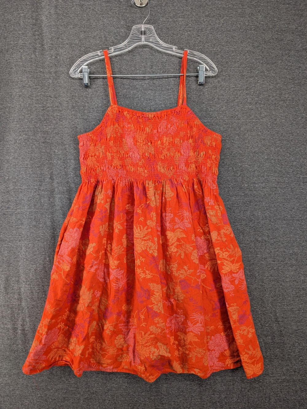Universal Thread Orange Floral Smocked Mini Dress